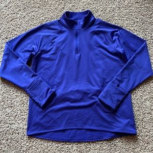 Women’s Athleta Half Zip Sweatshirt, Noble Blue/Royal Purple, size large